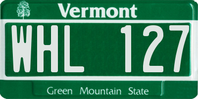 VT license plate WHL127