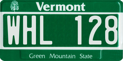 VT license plate WHL128