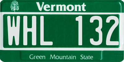 VT license plate WHL132