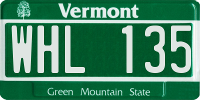 VT license plate WHL135
