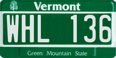 VT license plate WHL136