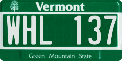 VT license plate WHL137