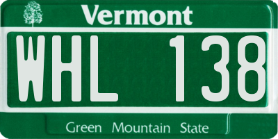 VT license plate WHL138