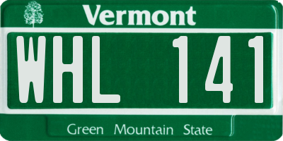 VT license plate WHL141