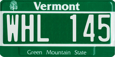 VT license plate WHL145