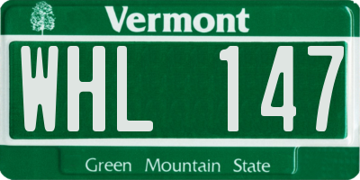 VT license plate WHL147