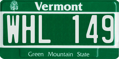 VT license plate WHL149