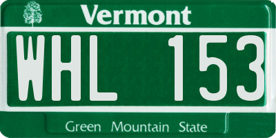VT license plate WHL153