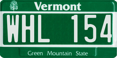 VT license plate WHL154