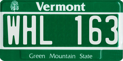 VT license plate WHL163