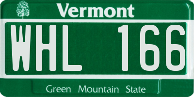 VT license plate WHL166