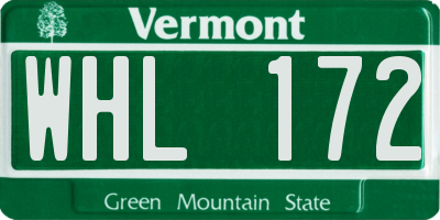 VT license plate WHL172