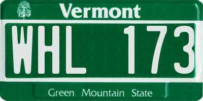 VT license plate WHL173