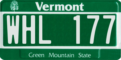 VT license plate WHL177