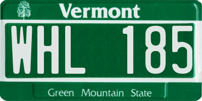 VT license plate WHL185