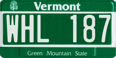 VT license plate WHL187