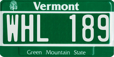 VT license plate WHL189
