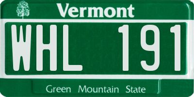 VT license plate WHL191