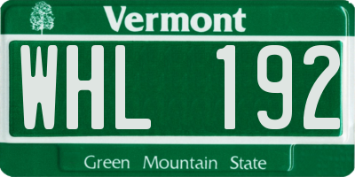 VT license plate WHL192