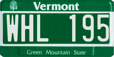 VT license plate WHL195