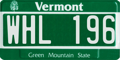 VT license plate WHL196