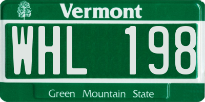 VT license plate WHL198