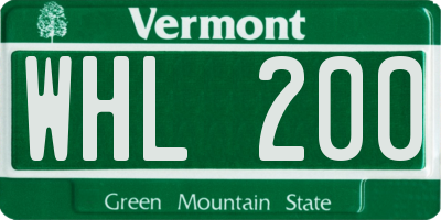 VT license plate WHL200
