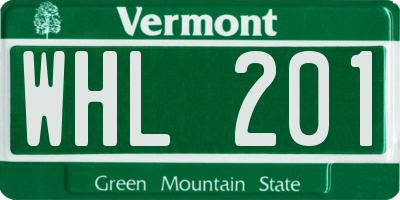 VT license plate WHL201