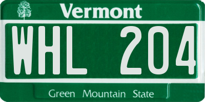 VT license plate WHL204
