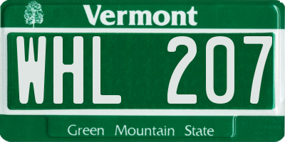 VT license plate WHL207