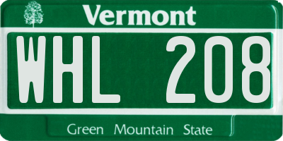 VT license plate WHL208