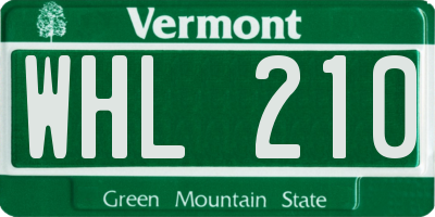 VT license plate WHL210