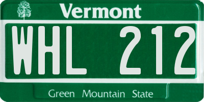 VT license plate WHL212