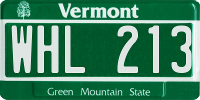 VT license plate WHL213