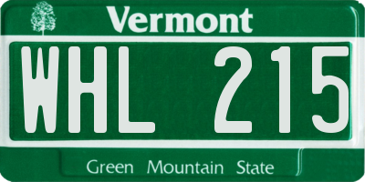 VT license plate WHL215