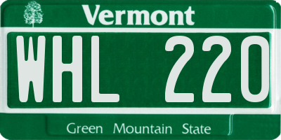 VT license plate WHL220