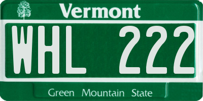 VT license plate WHL222