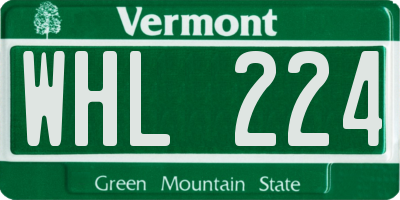 VT license plate WHL224