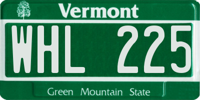 VT license plate WHL225