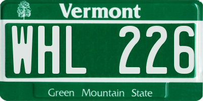 VT license plate WHL226