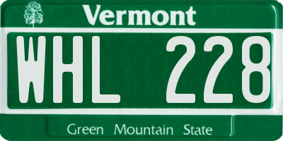 VT license plate WHL228
