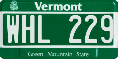 VT license plate WHL229