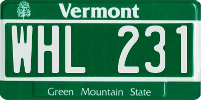 VT license plate WHL231