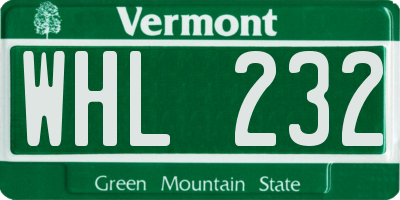 VT license plate WHL232