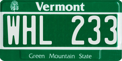 VT license plate WHL233