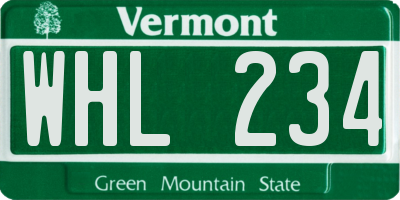 VT license plate WHL234