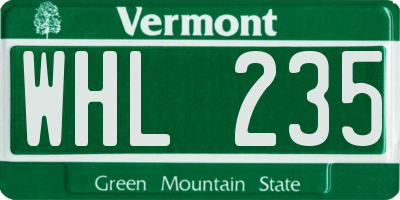 VT license plate WHL235