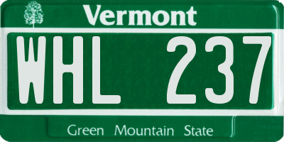 VT license plate WHL237