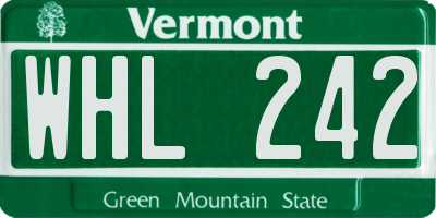 VT license plate WHL242