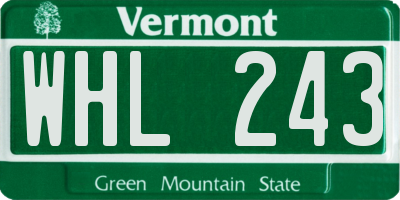 VT license plate WHL243